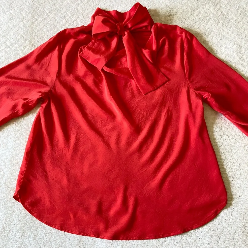 J.Crew Reversible-Bow Silk Top